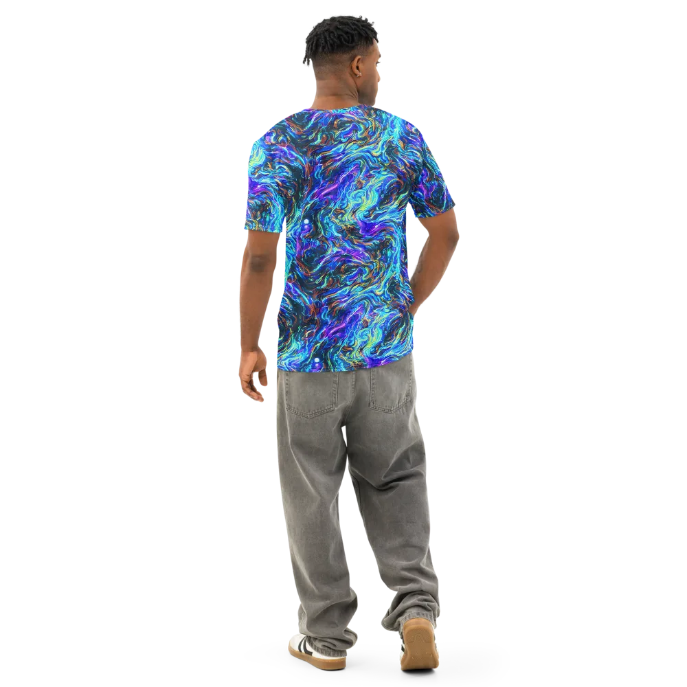 Neon Oceanus on Men's Cotton Crew Neck T-Shirt — Back