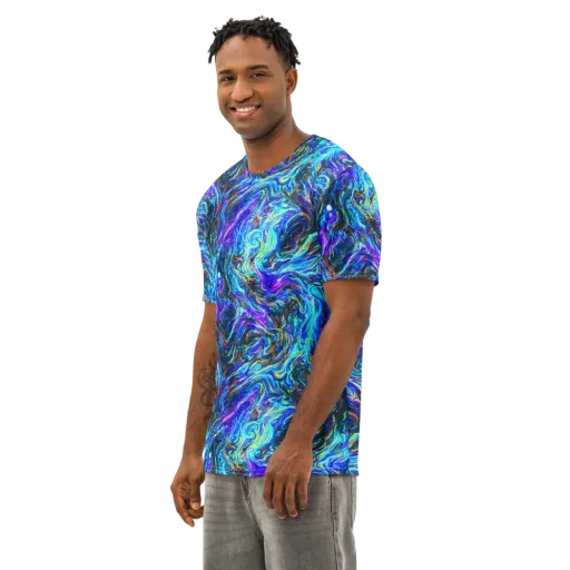 Neon Oceanus on a Men's Cotton Crew Neck T-Shirt