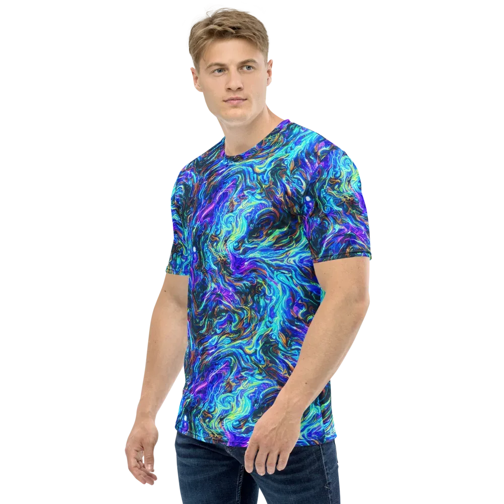 Neon Oceanus on Men's Crew Neck T-Shirt — Left