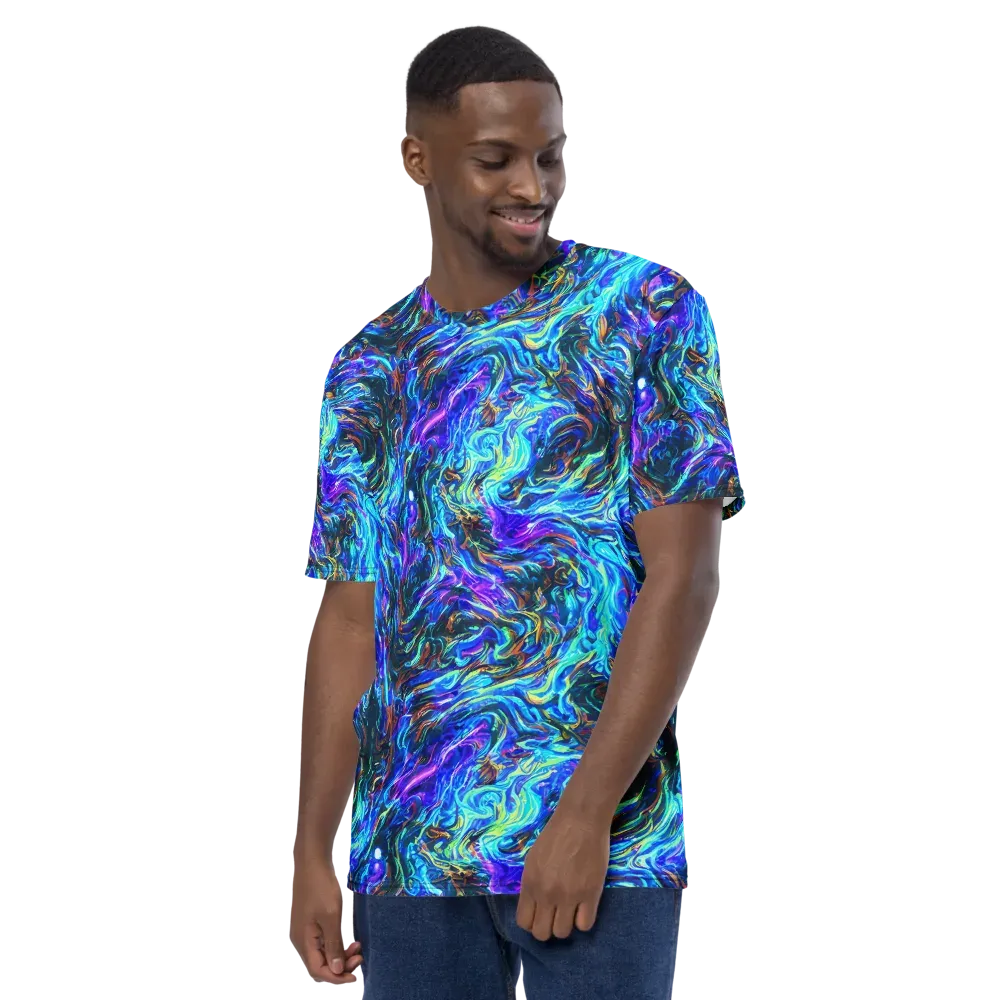 Neon Oceanus on Men's Crew Neck T-Shirt — Left