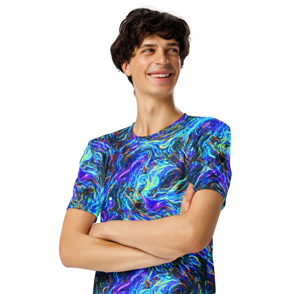 Neon Oceanus on Men's Crew Neck T-Shirt — Left Front