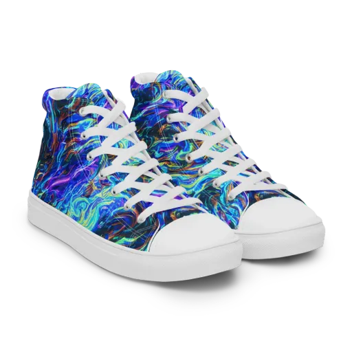 Neon Oceanus on a Men's High Top Canvas Shoes