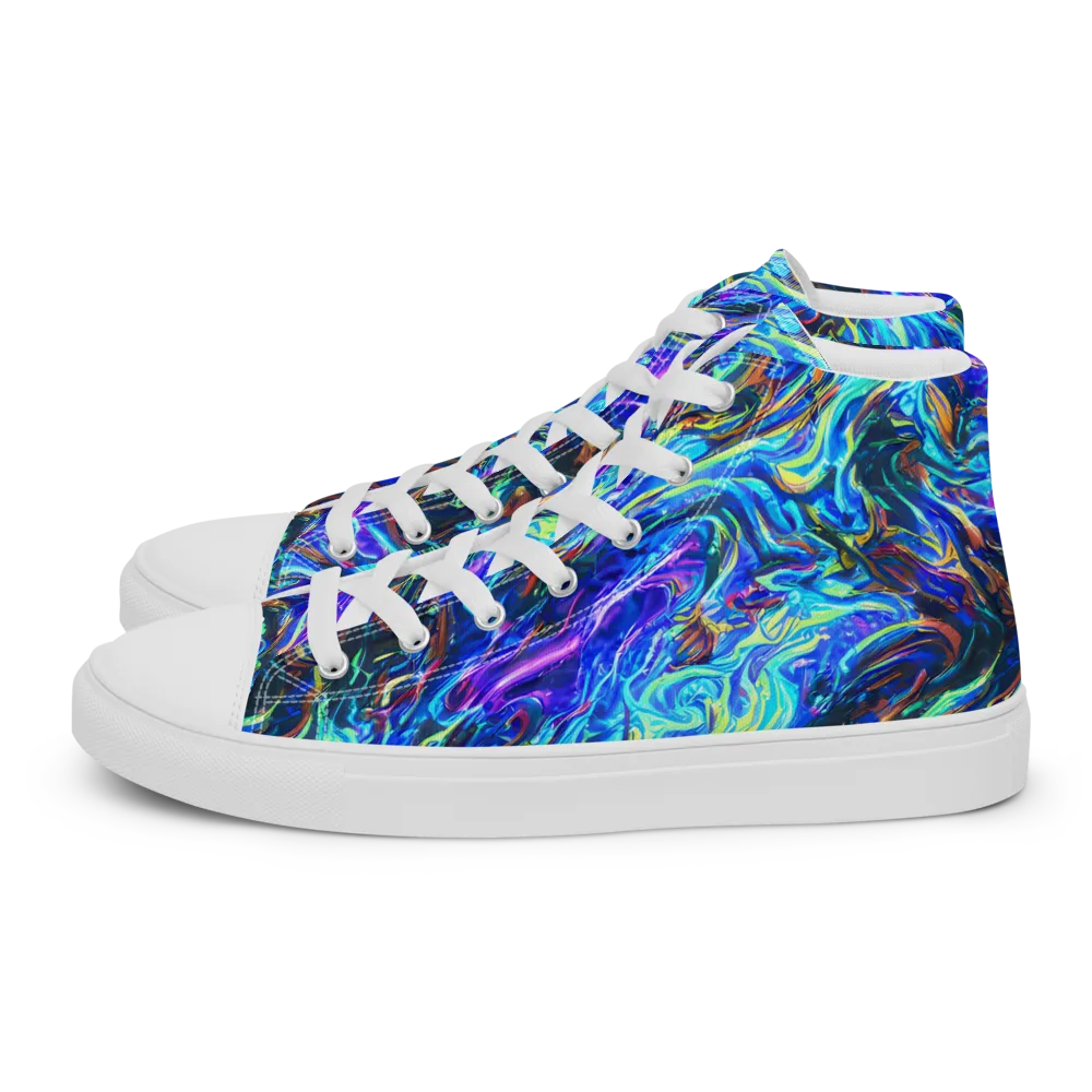 Neon Oceanus on Men's High Top Canvas Shoes — Left