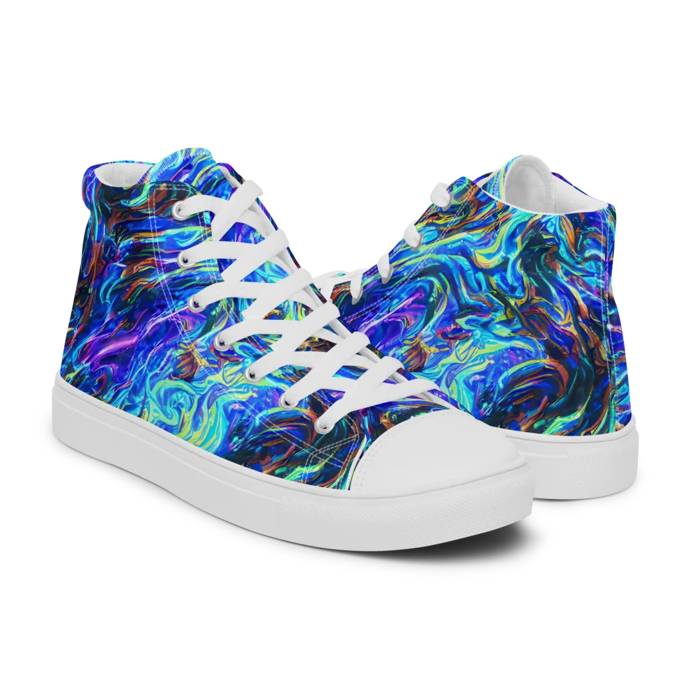 Neon Oceanus on Men's High Top Canvas Shoes — Right