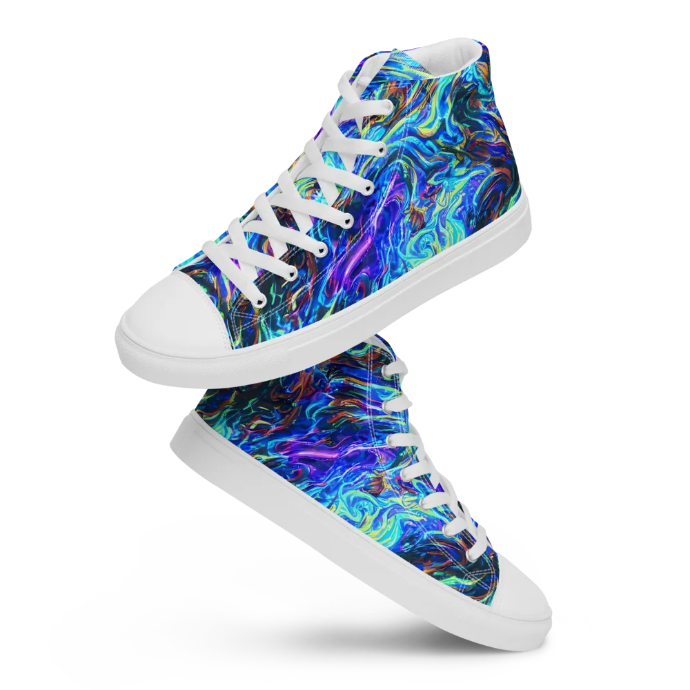 Neon Oceanus on Men's High Top Canvas Shoes — Front