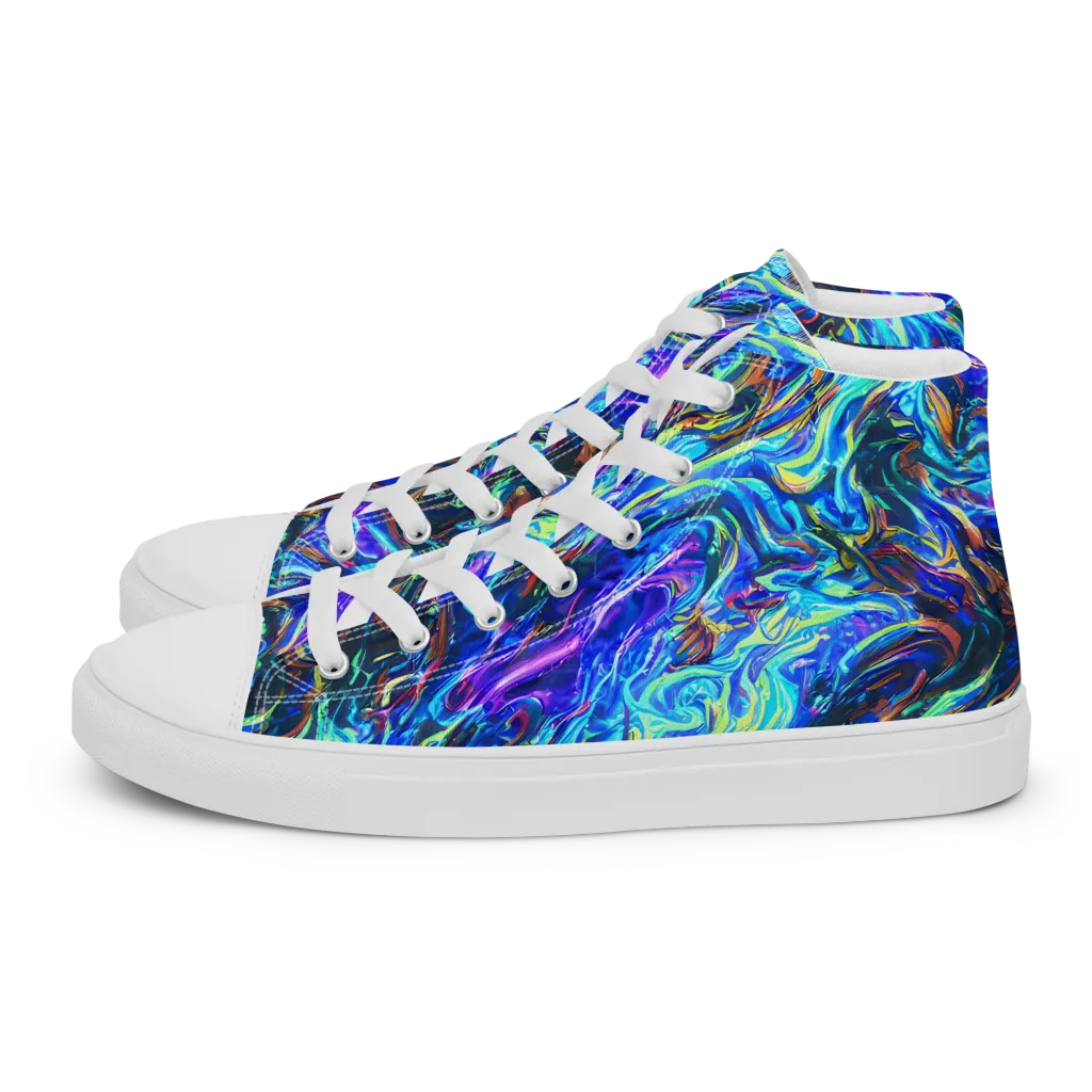 Neon Oceanus on Women's High Top Canvas Shoes — Left