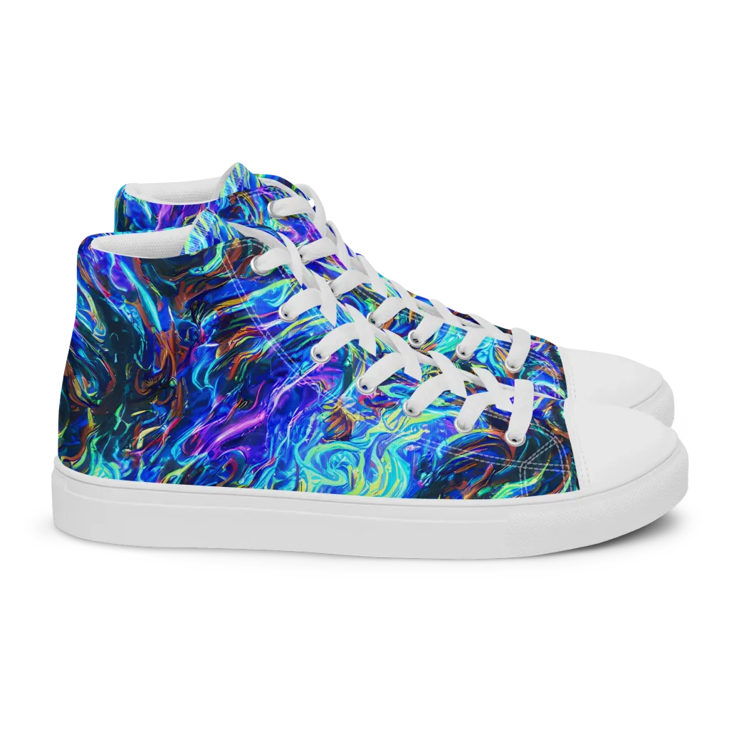 Neon Oceanus on Women's High Top Canvas Shoes — Right