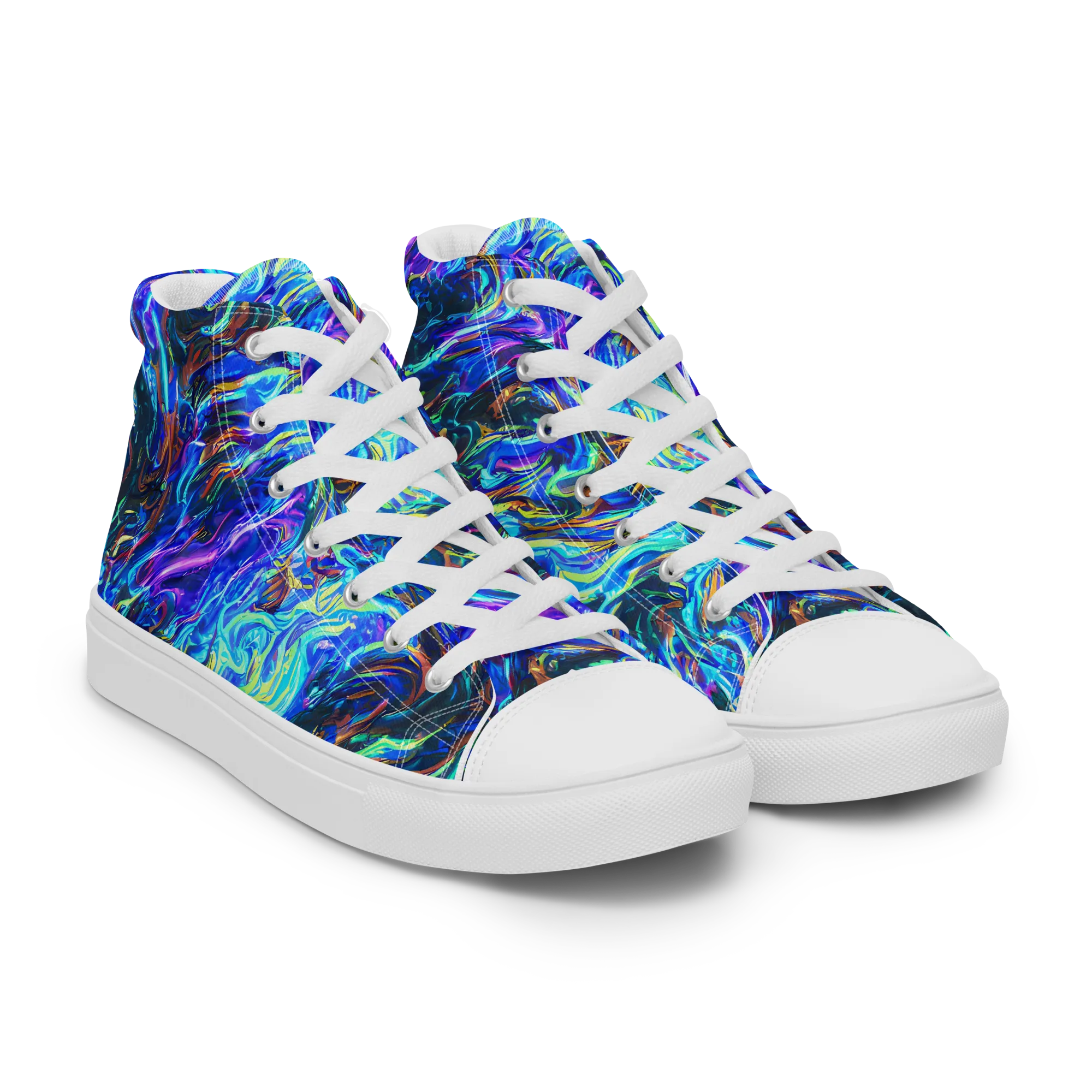 Neon Oceanus on Women's High Top Canvas Shoes — Right Front