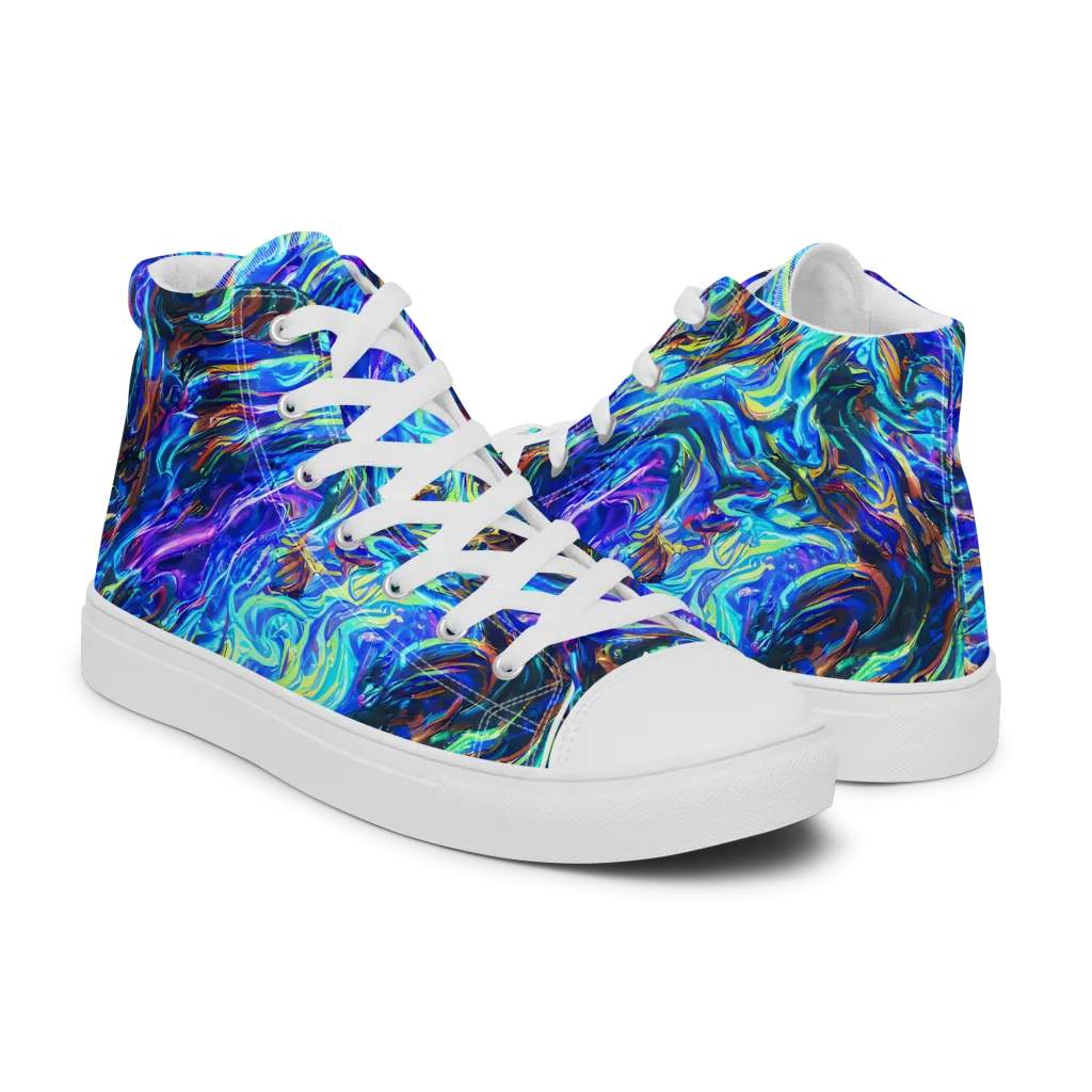 Neon Oceanus on Women's High Top Canvas Shoes — Right