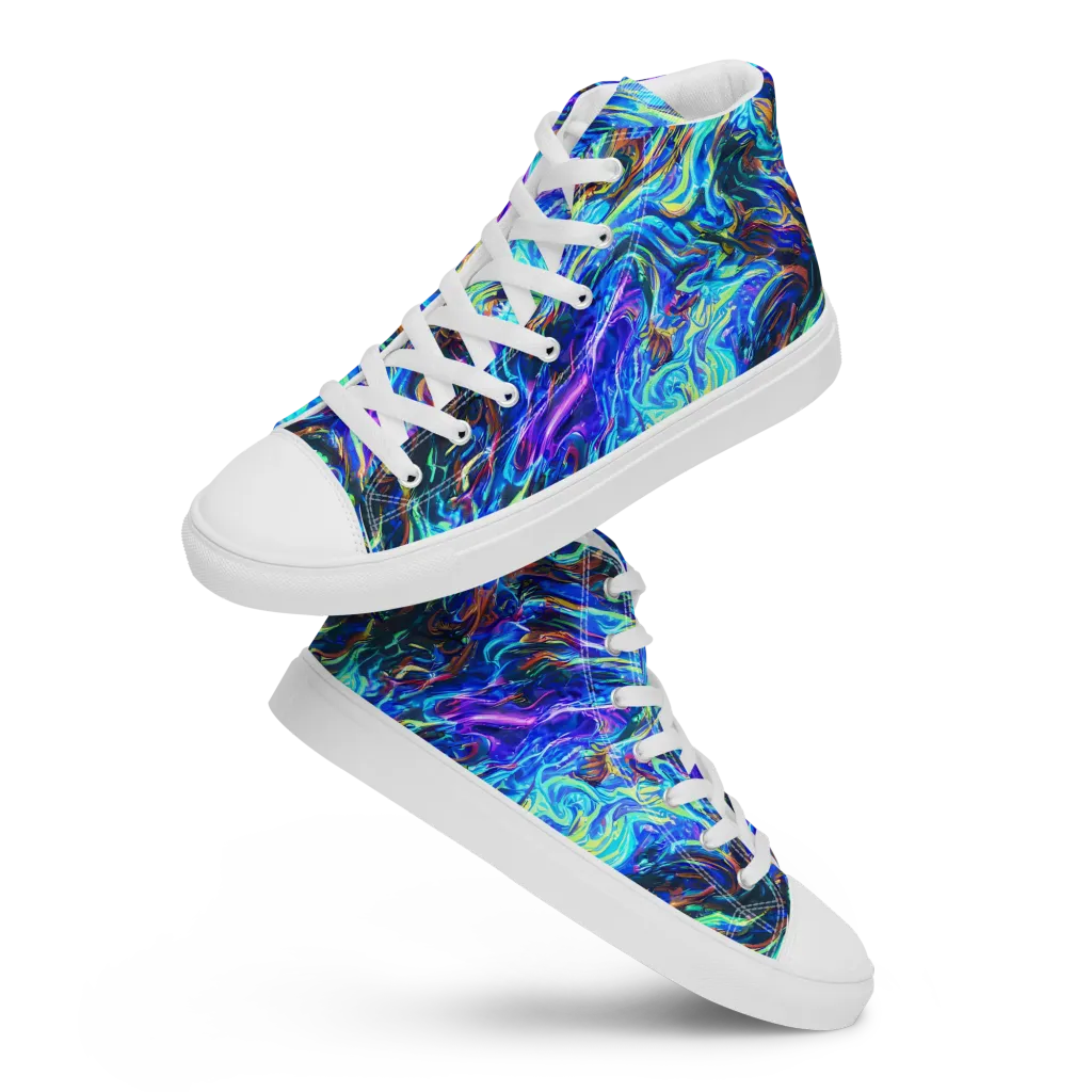 Neon Oceanus on Women's High Top Canvas Shoes — Front