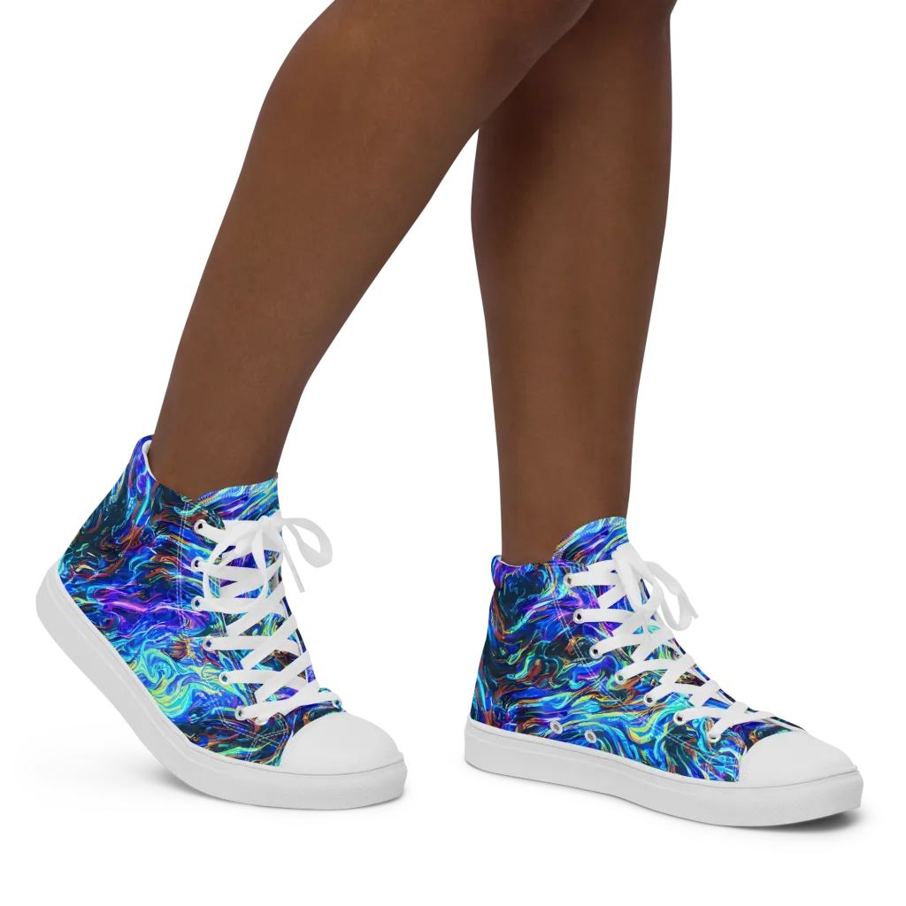 Neon Oceanus on Women's High Top Canvas Shoes — Right