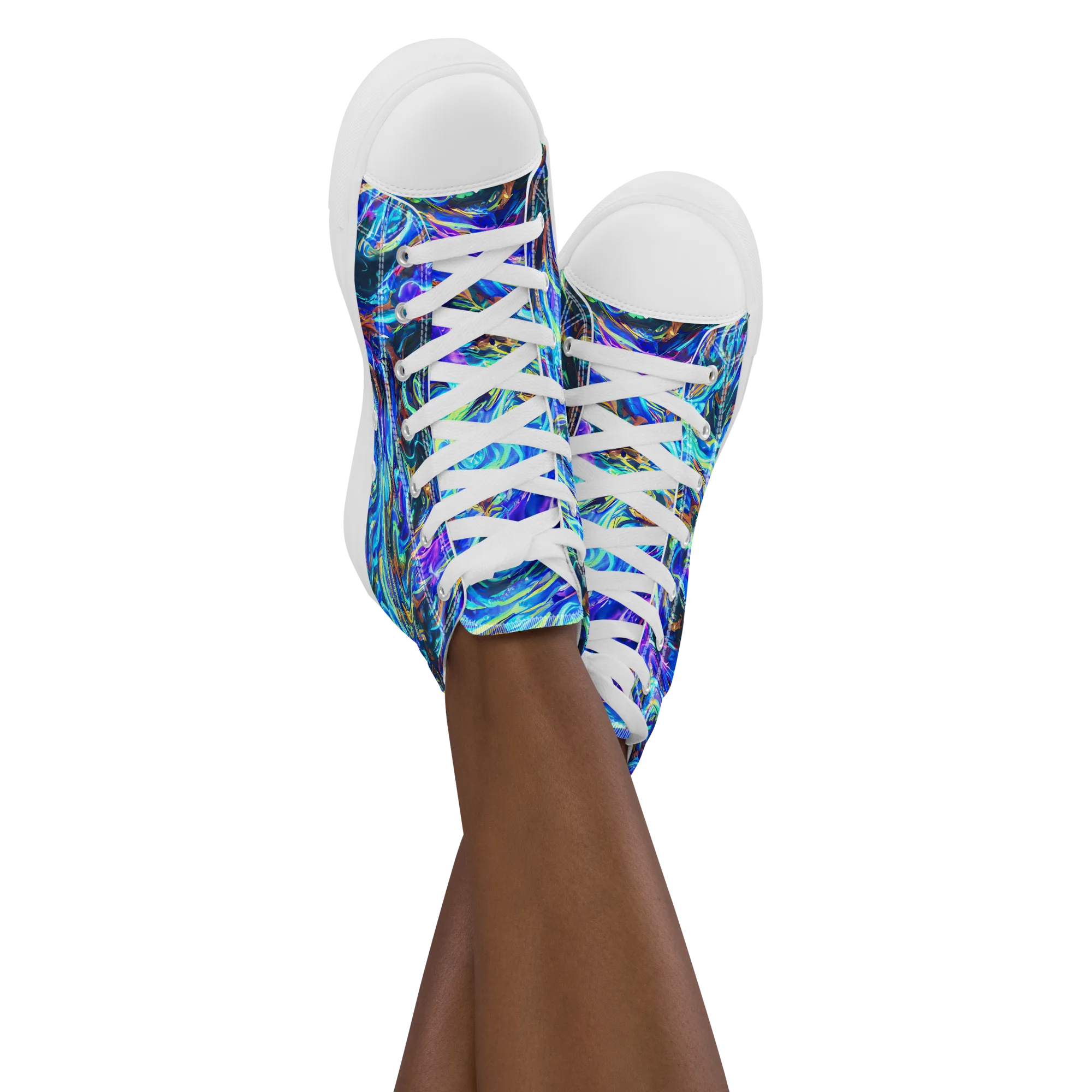 Neon Oceanus on Women's High Top Canvas Shoes — Front