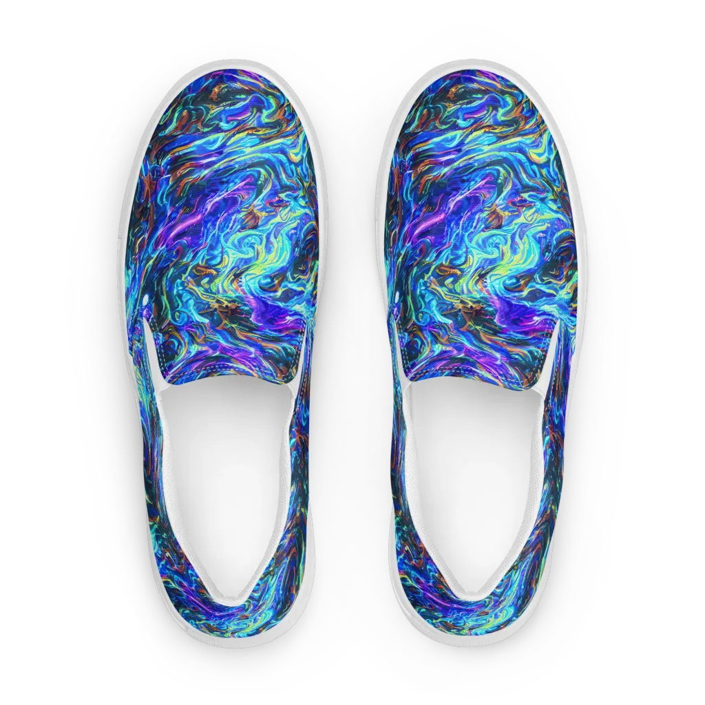 Neon Oceanus on Men's Slip-On Canvas Shoes — Front