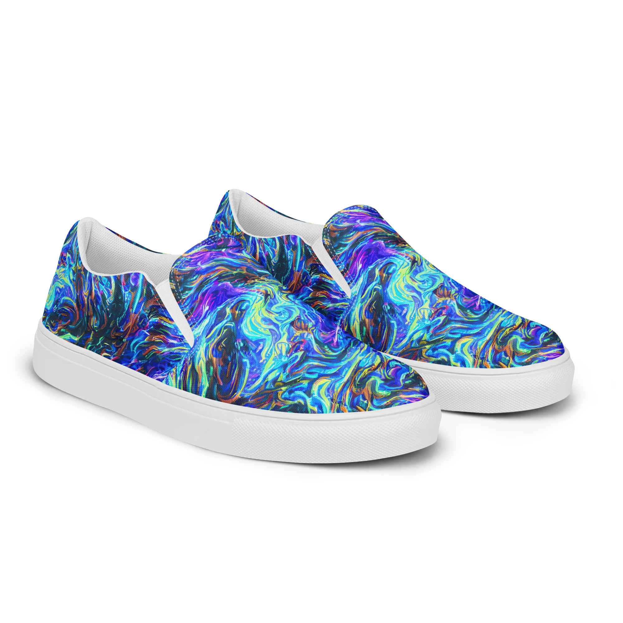 Neon Oceanus on Men's Slip-On Canvas Shoes — Right Front