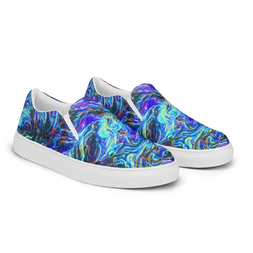 Neon Oceanus on a Men's Slip-On Canvas Shoes