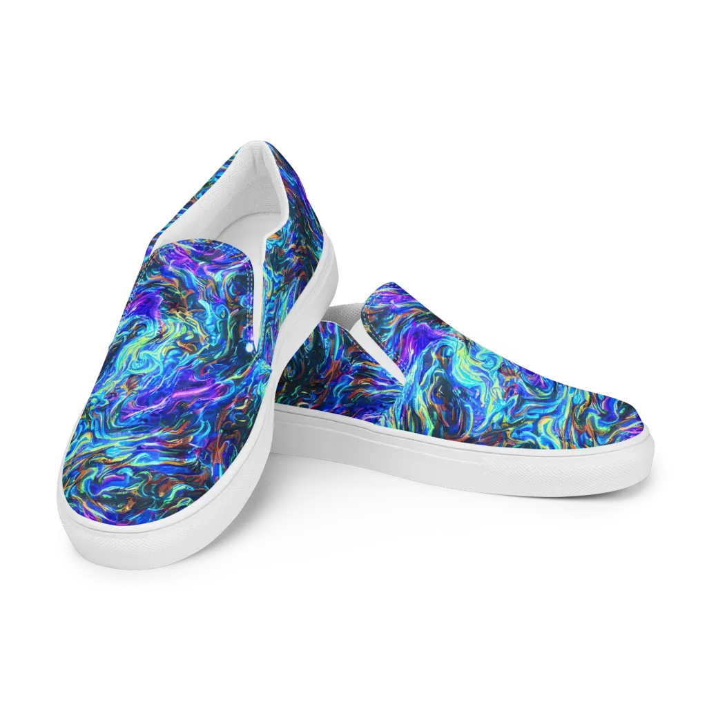 Neon Oceanus on Men's Slip-On Canvas Shoes — Left Front