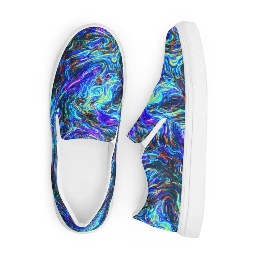 Neon Oceanus on Men's Slip-On Canvas Shoes — Front