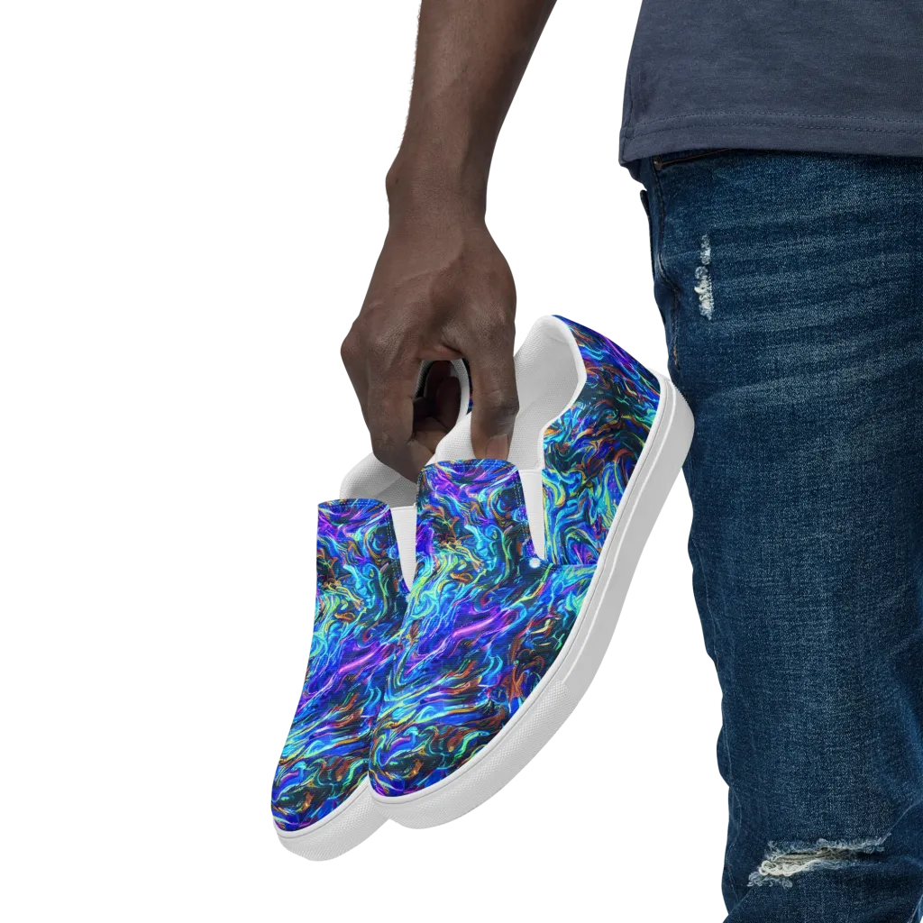 Neon Oceanus on Men's Slip-On Canvas Shoes — Left Front