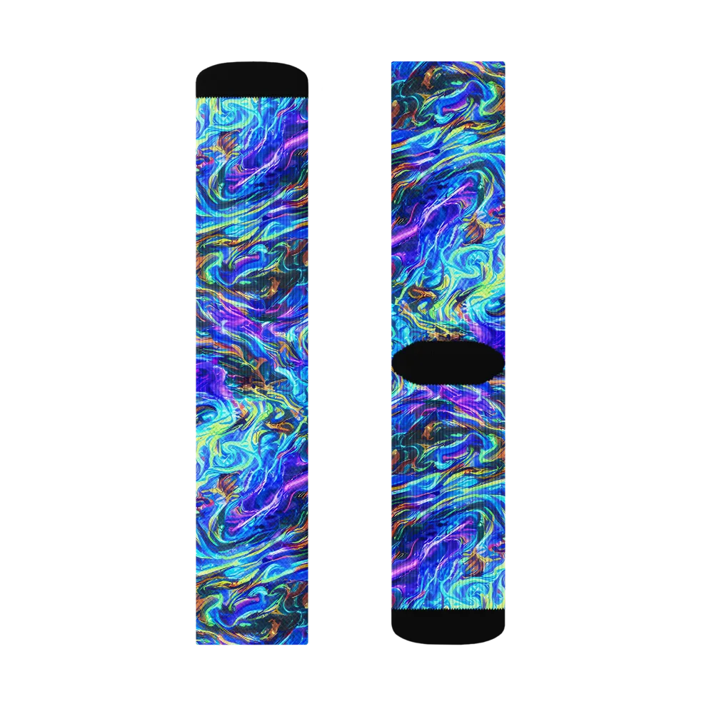 Neon Oceanus on Socks — Left Sock