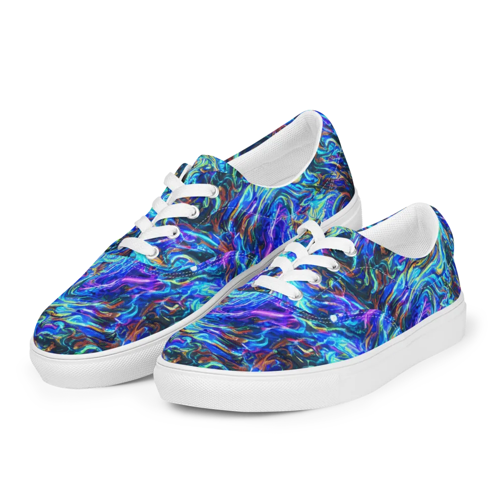 Neon Oceanus on Men's Lace-Up Canvas Shoes — Left Front