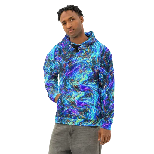 Neon Oceanus on a Cotton Hoodie