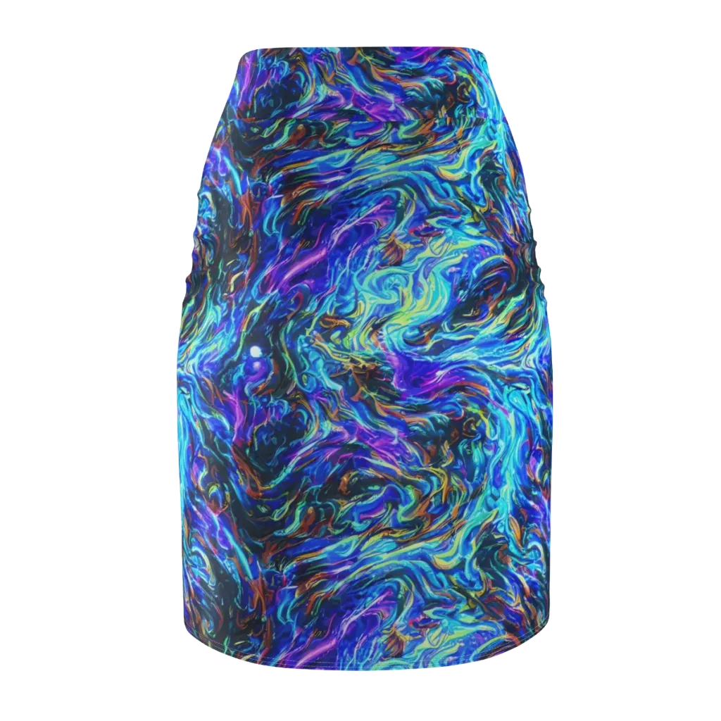 Neon Oceanus on Pencil Skirt — Back