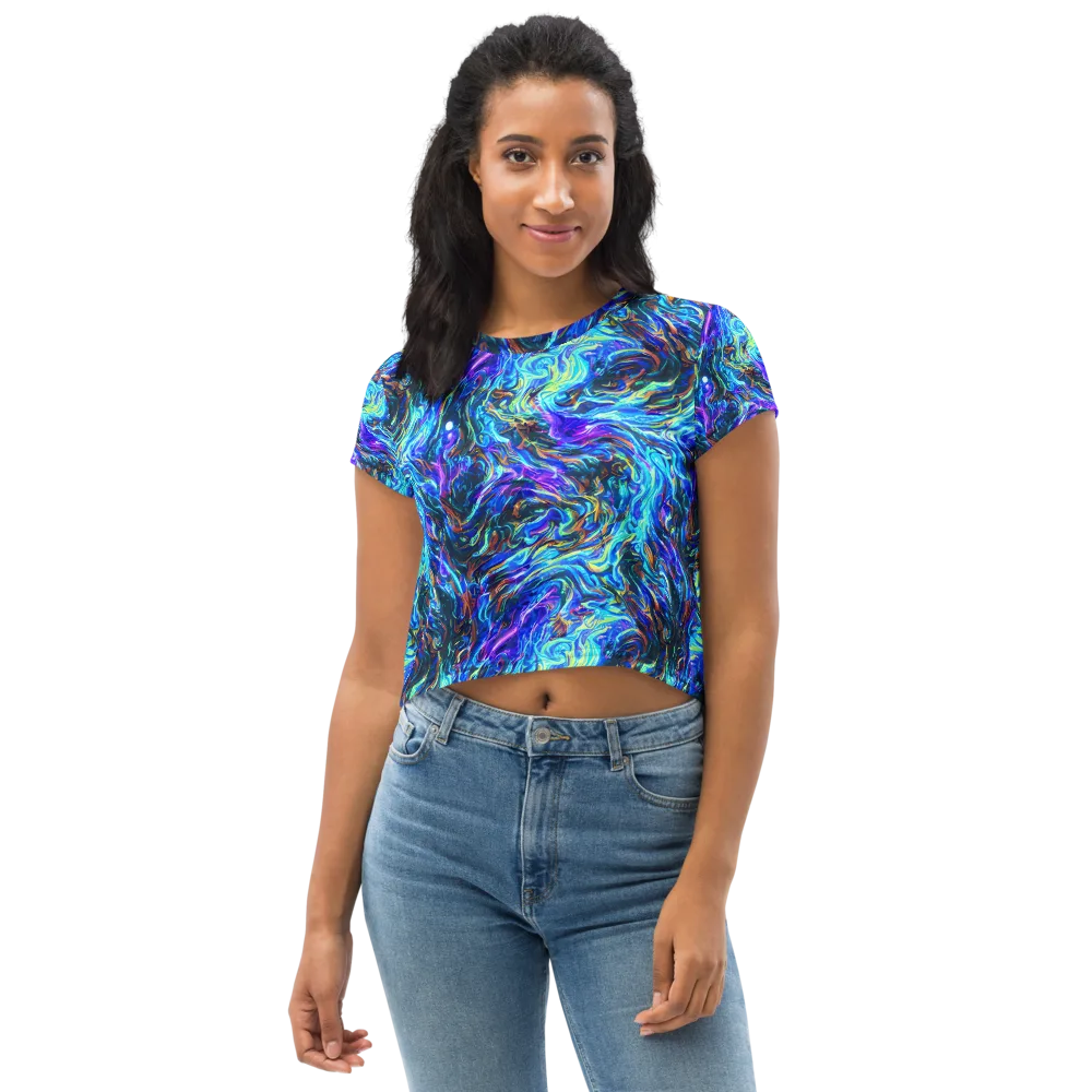 Neon Oceanus on Crop Tee — Front