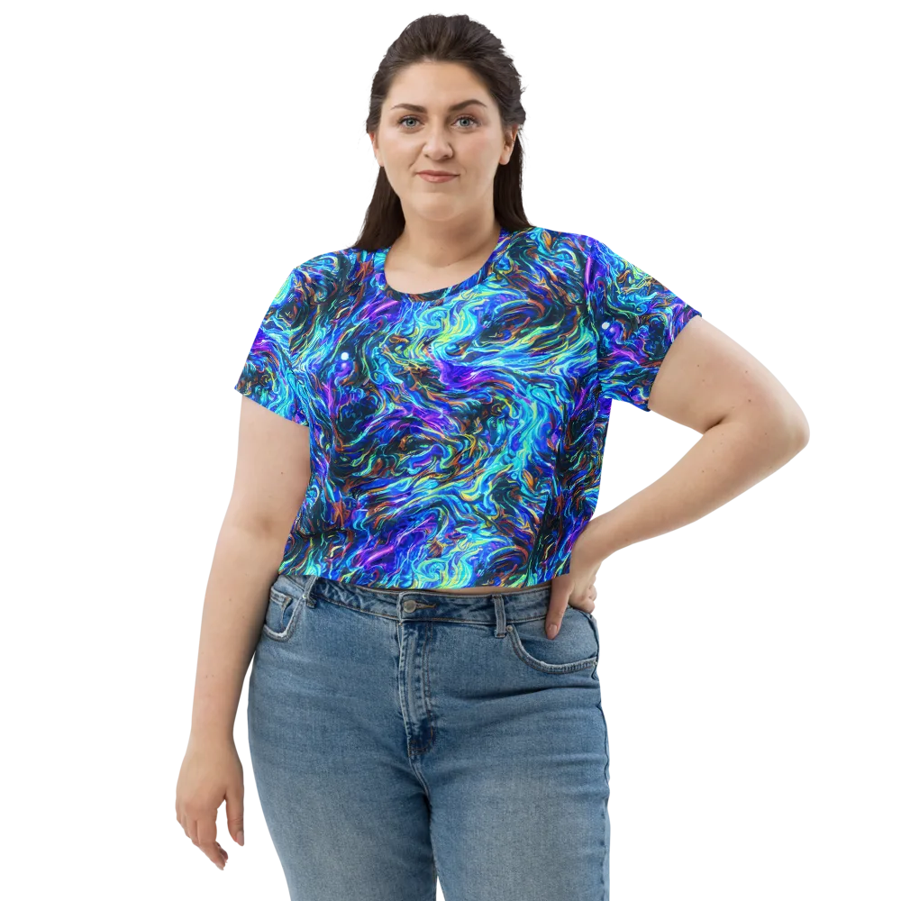 Neon Oceanus on Crop Tee — Front