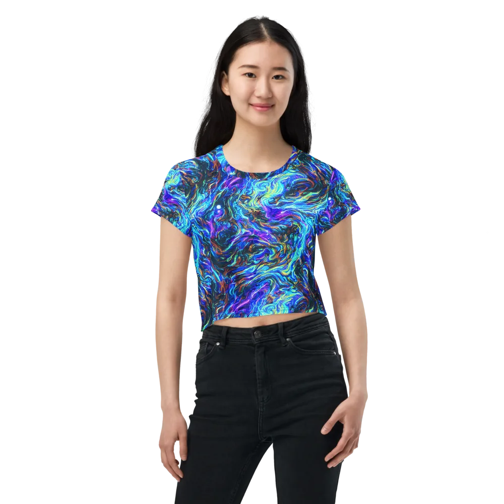 Neon Oceanus on Crop Tee — Front