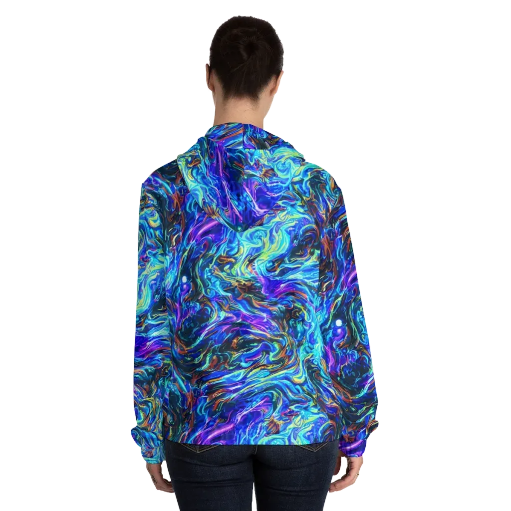 Neon Oceanus on Women's Full-Zip Hoodie — Back On Person