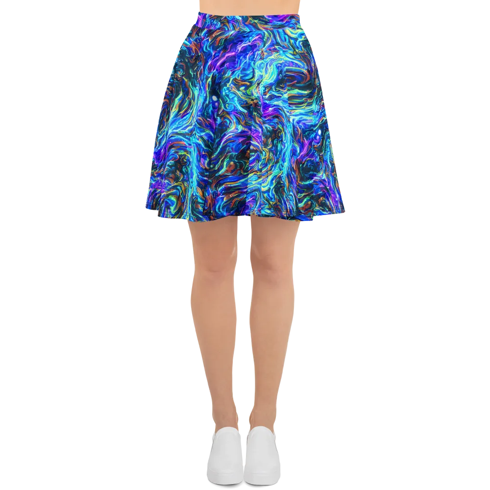 Neon Oceanus on Skater Skirt — Front