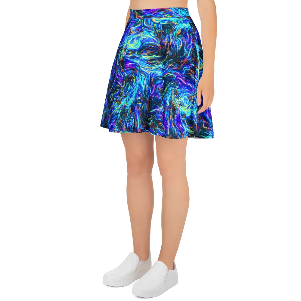 Neon Oceanus on Skater Skirt — Left
