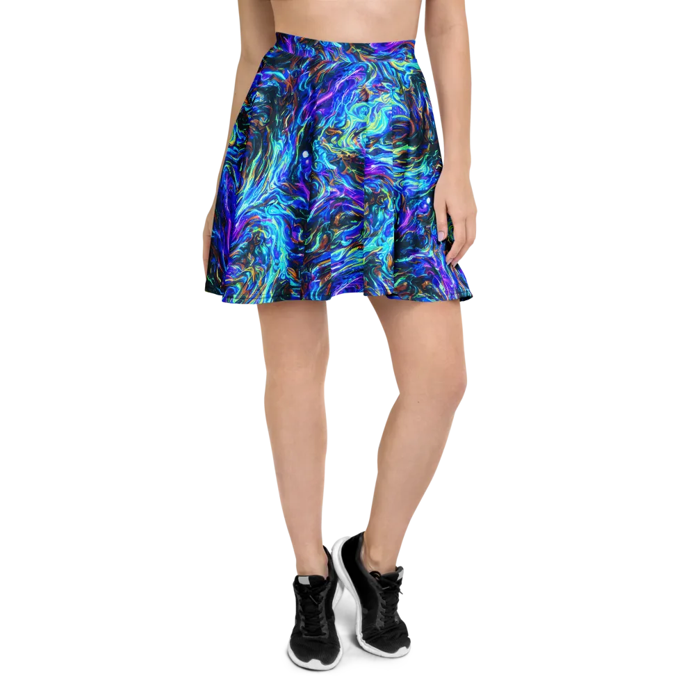 Neon Oceanus on Skater Skirt — Front