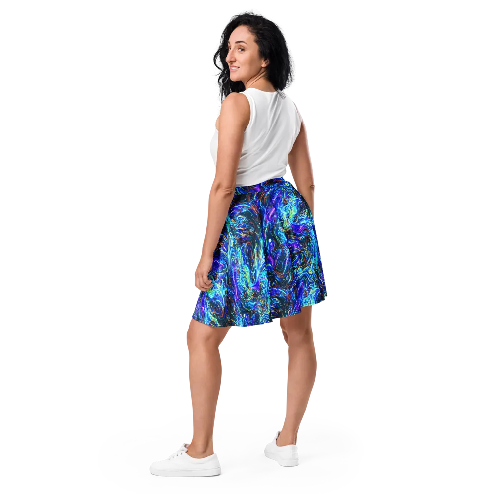 Neon Oceanus on Skater Skirt — Back