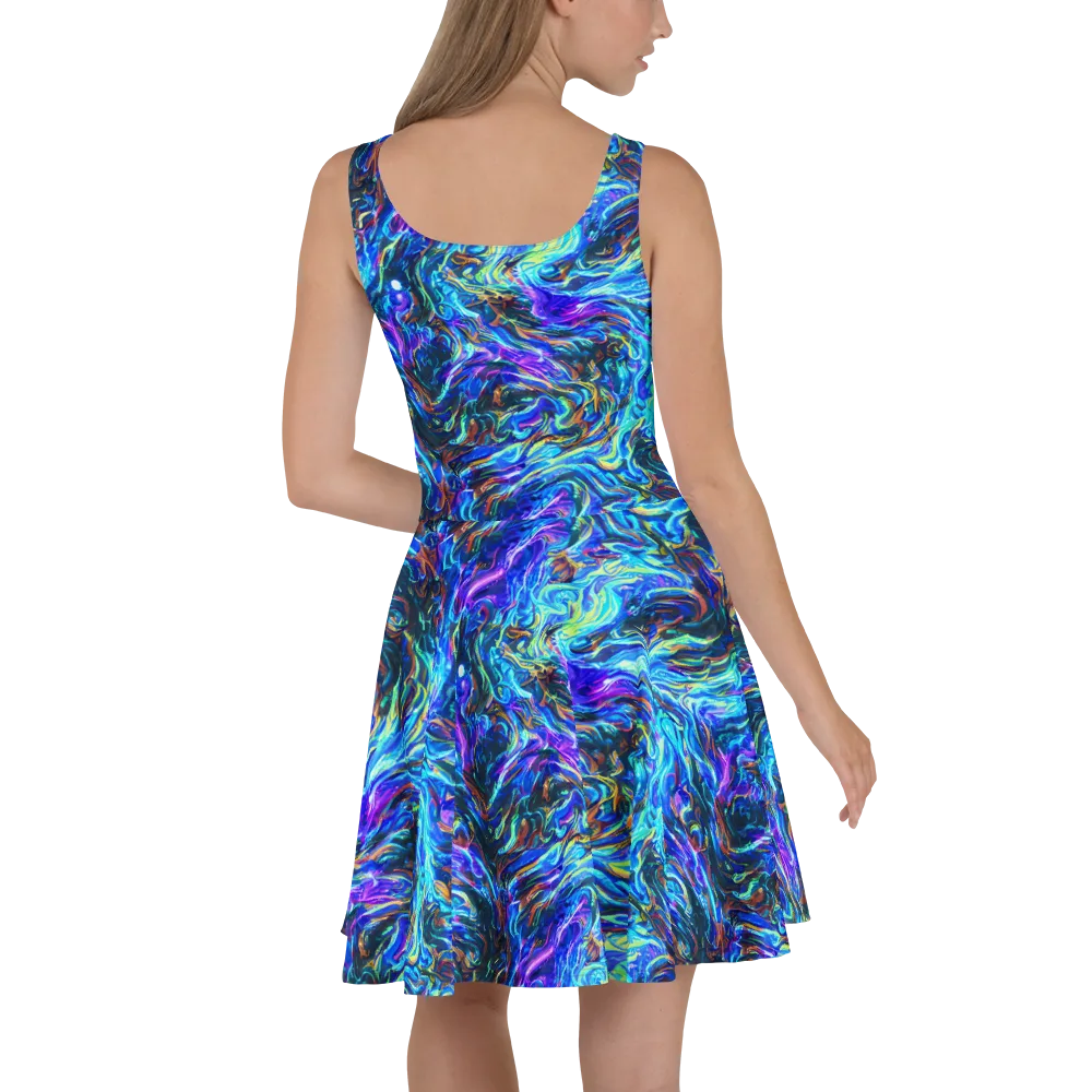 Neon Oceanus on Skater Dress — Back