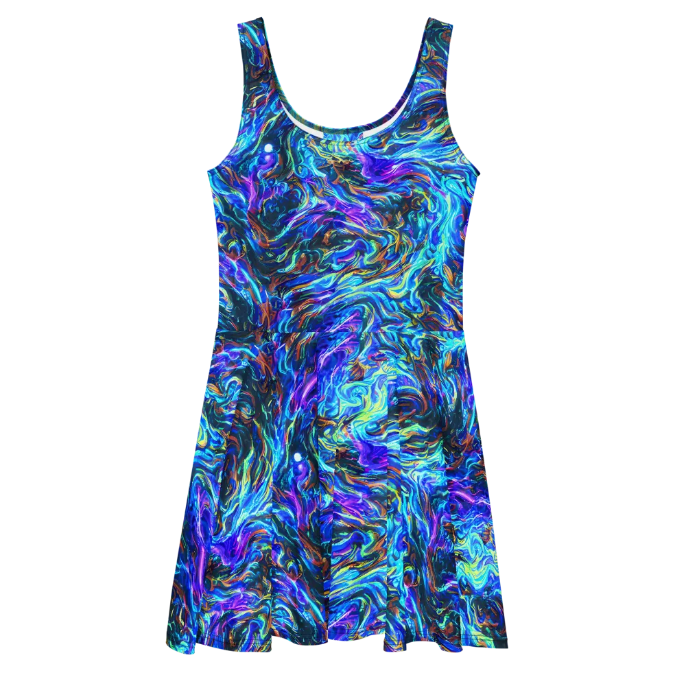 Neon Oceanus on Skater Dress — Front