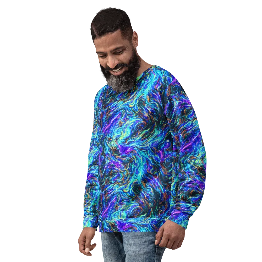 Neon Oceanus on Sweatshirt — Left Front
