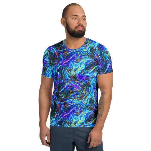 Neon Oceanus on a Men's Athletic T-Shirt
