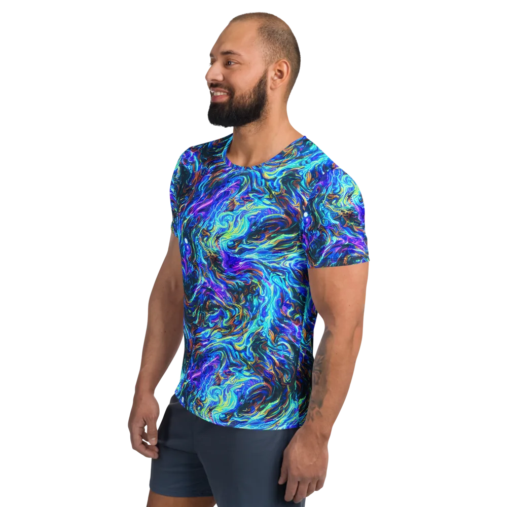 Neon Oceanus on Men's Athletic T-Shirt — Left
