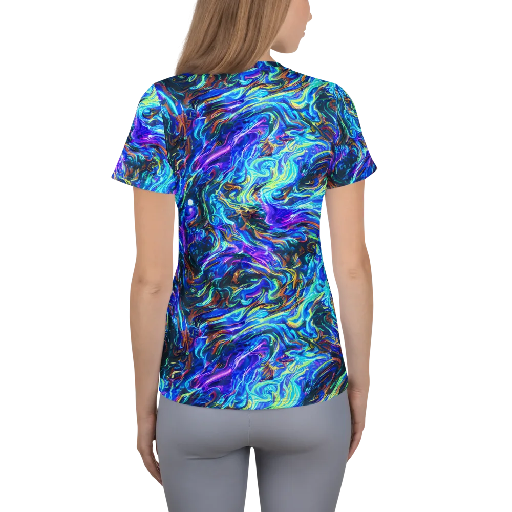 Neon Oceanus on Women's Athletic T-Shirt — Back