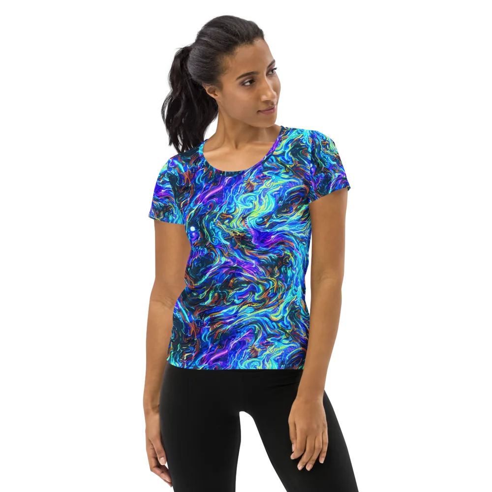 Neon Oceanus on Women's Athletic T-Shirt — Front