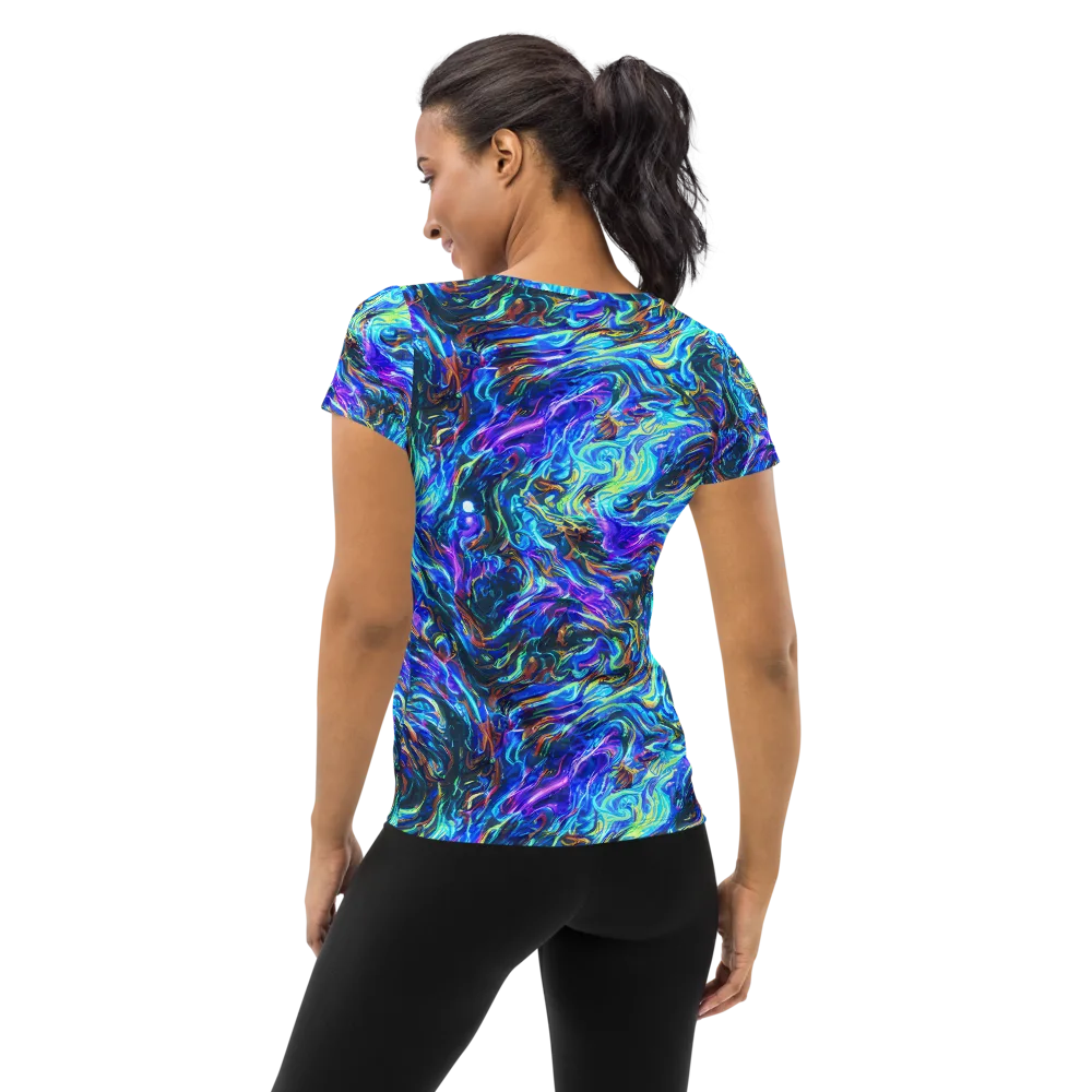 Neon Oceanus on Women's Athletic T-Shirt — Back