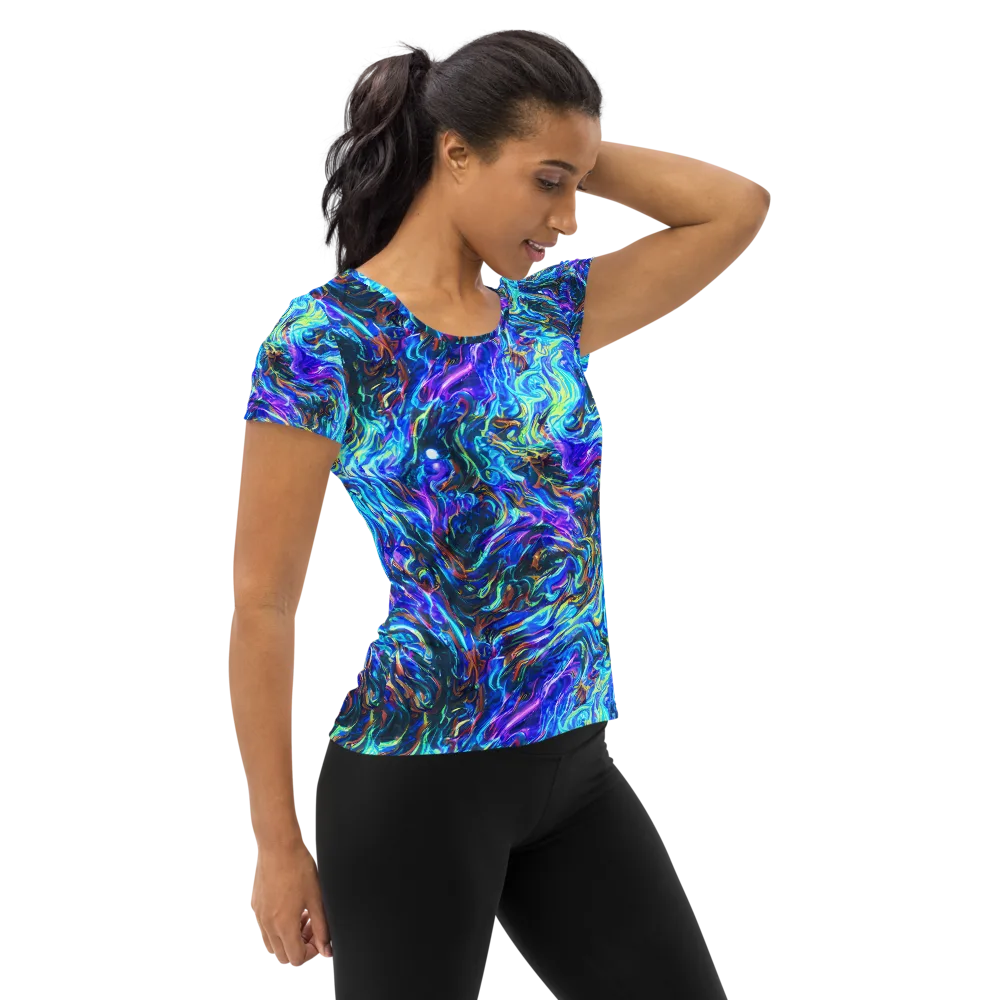 Neon Oceanus on Women's Athletic T-Shirt — Right