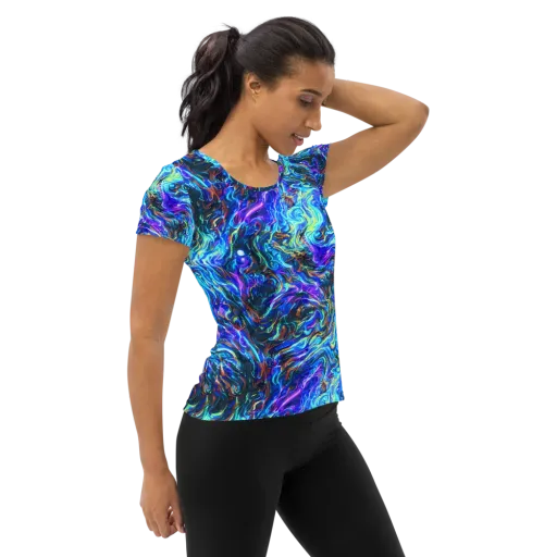 Neon Oceanus on a Women's Athletic T-Shirt