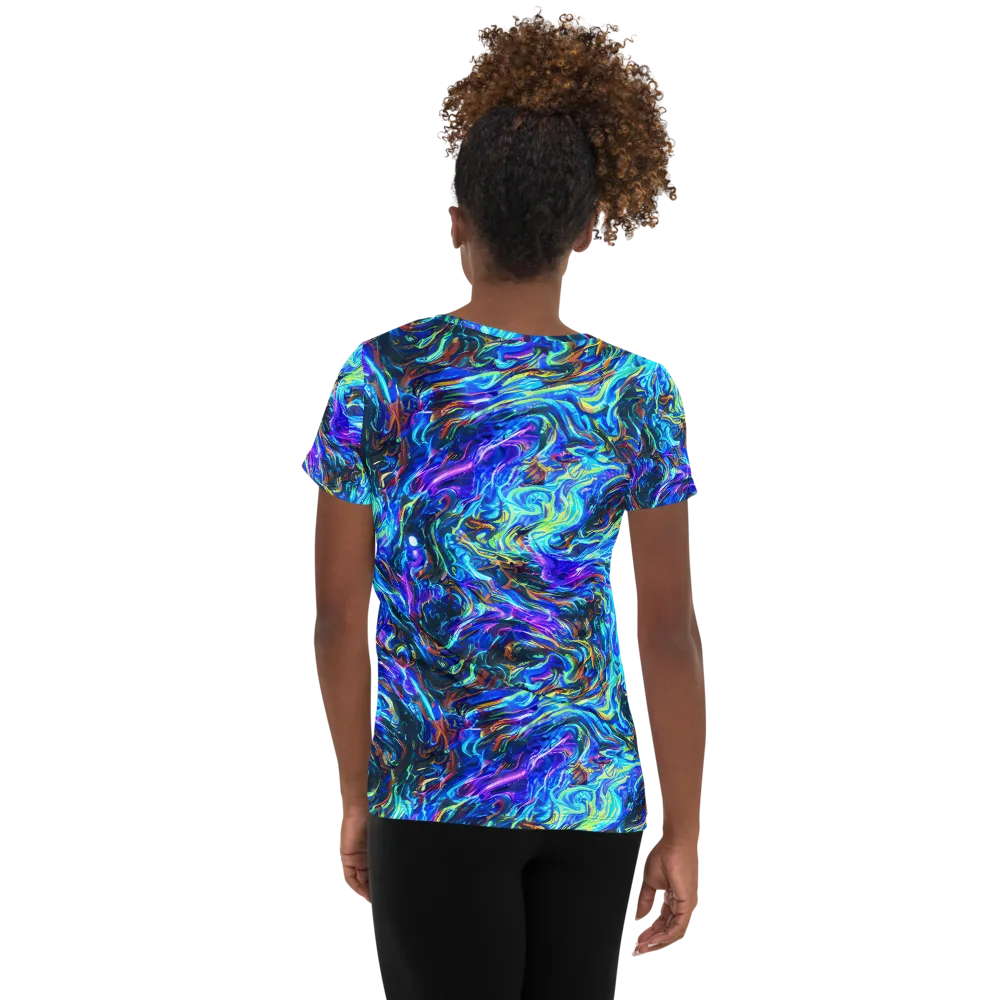 Neon Oceanus on Women's Athletic T-Shirt — Back