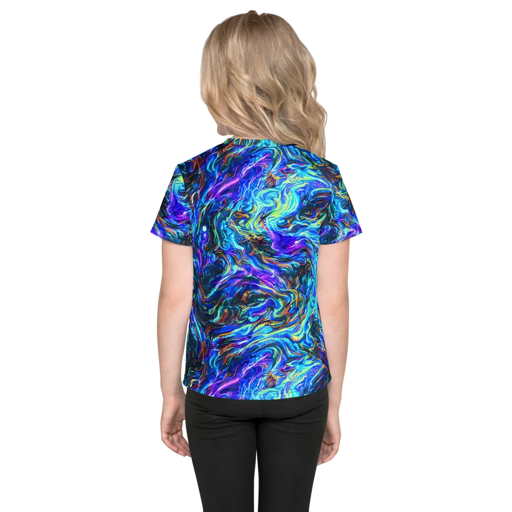 Neon Oceanus on Kids Crew Neck T-Shirt — Back