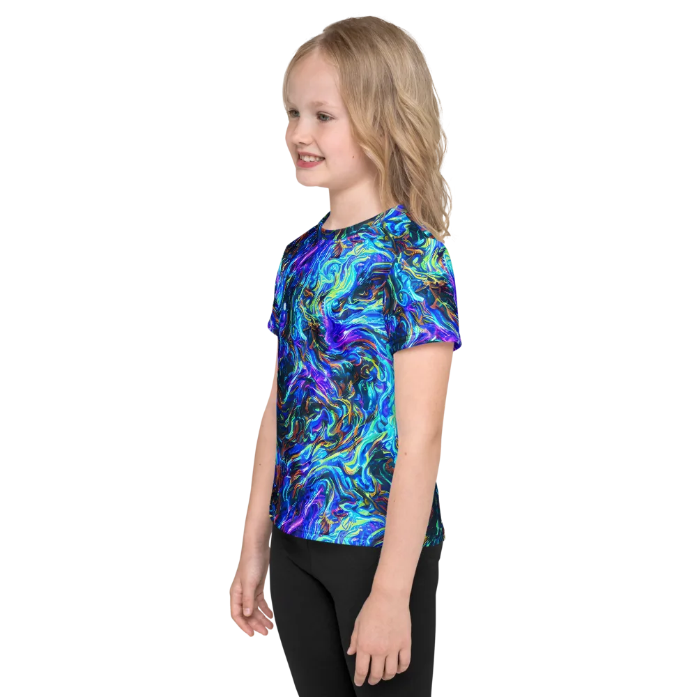 Neon Oceanus on Kids Crew Neck T-Shirt — Left