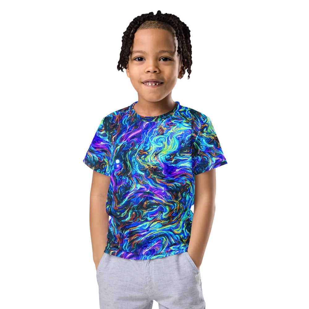 Neon Oceanus on Kids Crew Neck T-Shirt — Front