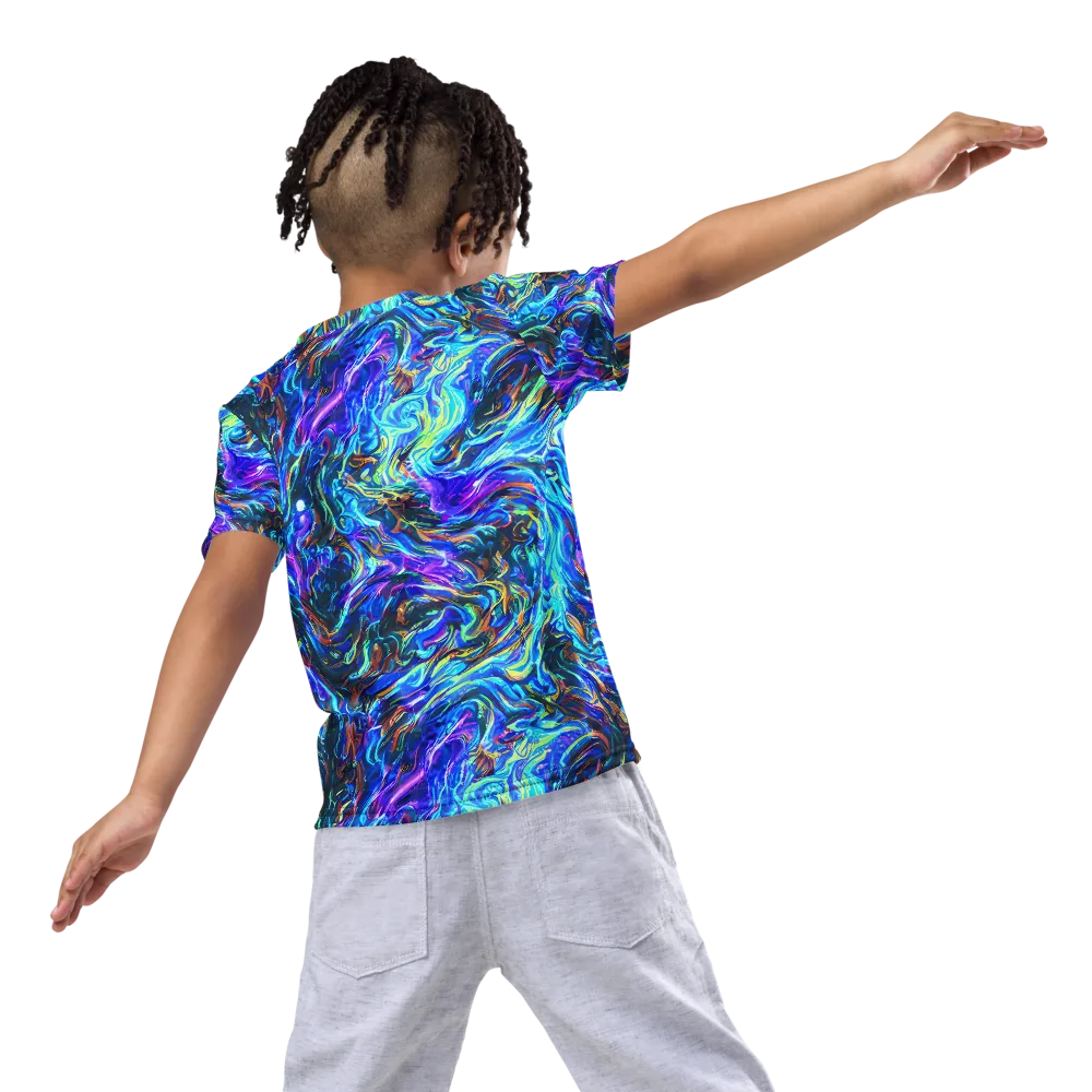 Neon Oceanus on Kids Crew Neck T-Shirt — Back