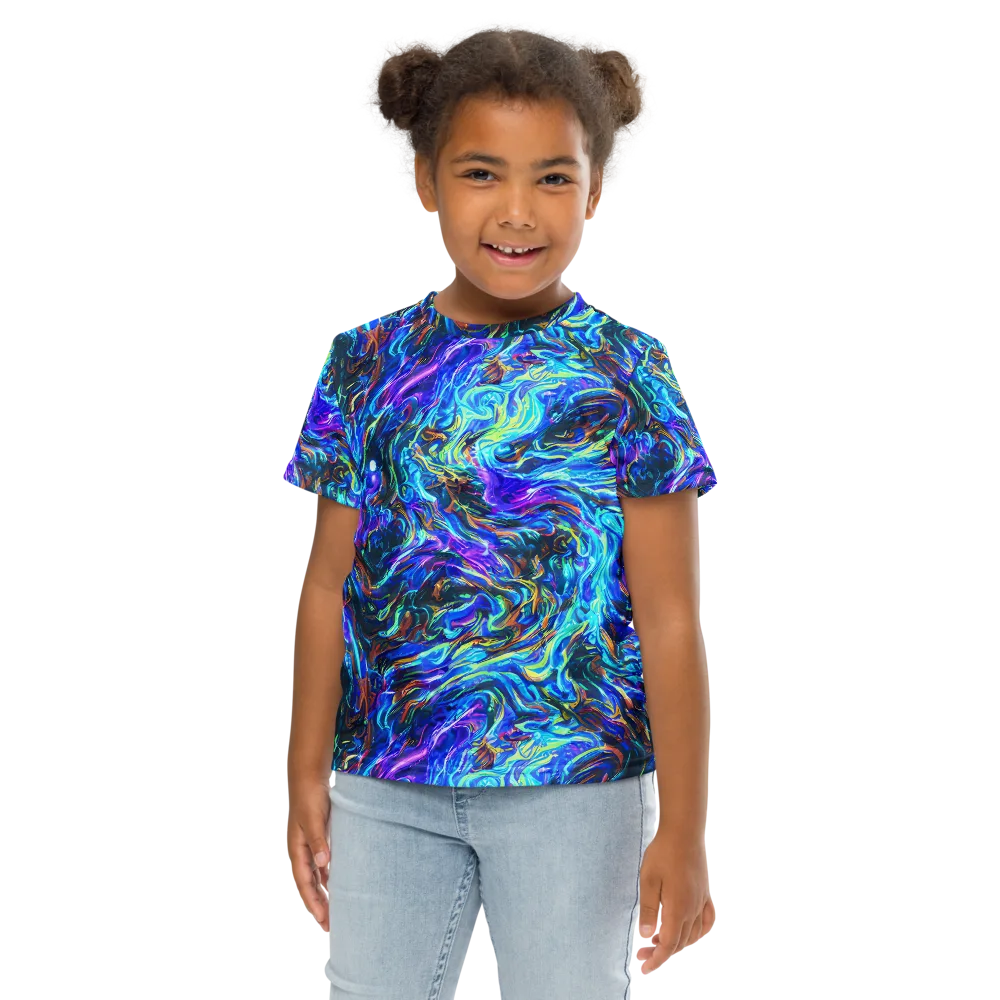 Neon Oceanus on Kids Crew Neck T-Shirt — Front